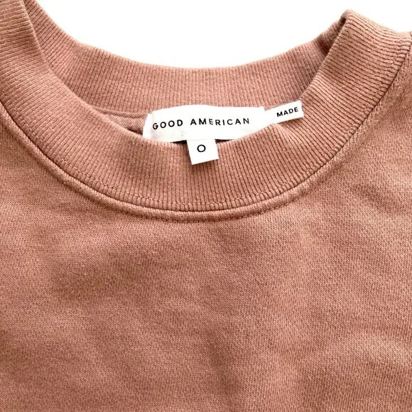 Good American Women's Sweater Sz 0 Dusty Pink Cropped & Cool Sweatshirt Pullover - Picture 4 of 6